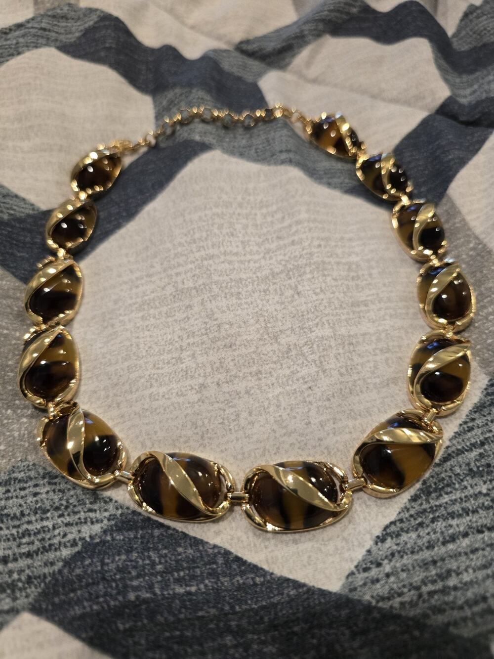 Vintage Kenneth Jay Lane Graduated Tortoise Shell Link Collar Necklace